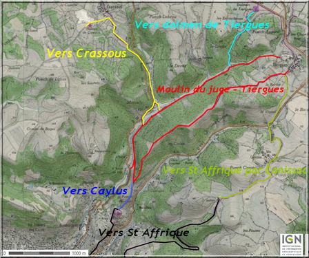 Carte rando St Affrique Tiergues