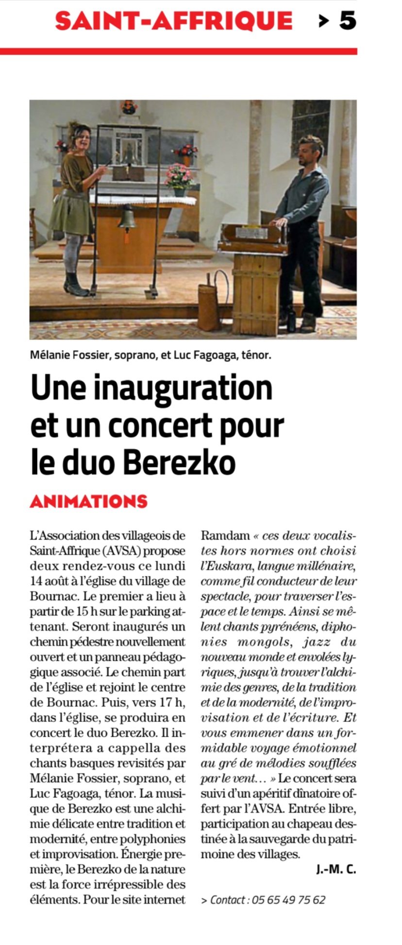 Berezko annonce Midi-Libre